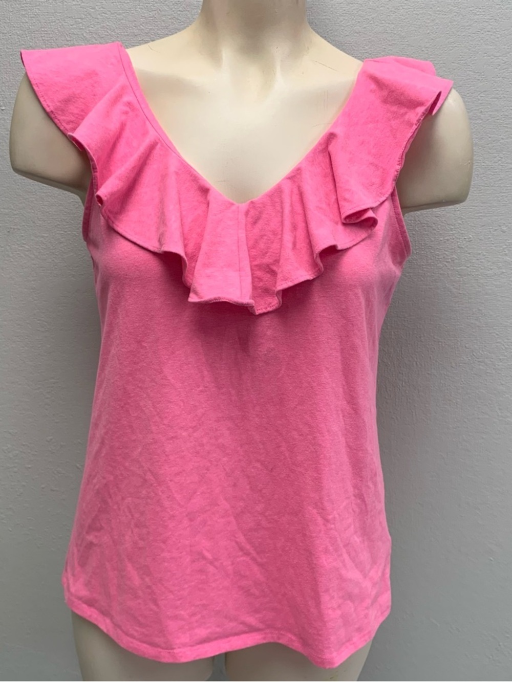 Lilly Pulitzer Bright Pink Ruffle V-Neck Tank